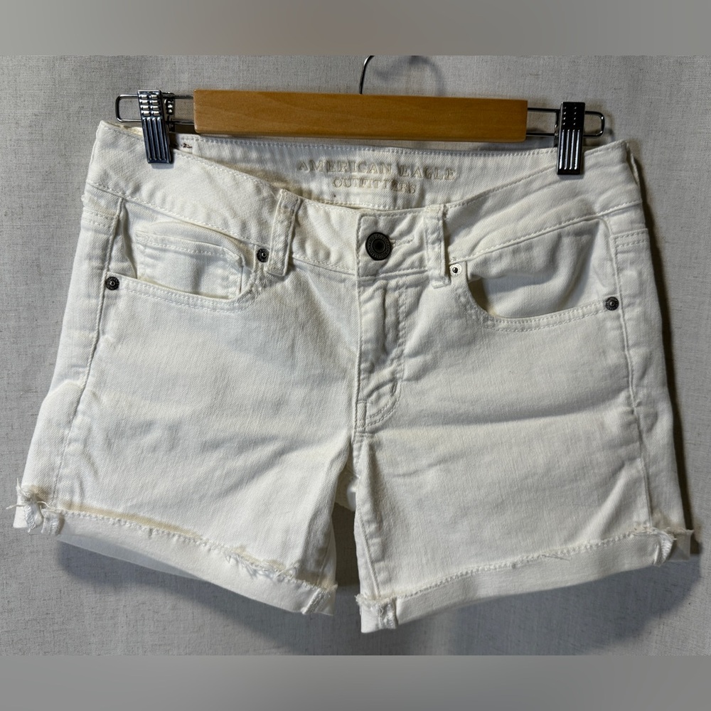 American Eagle Outfitters White Jean Shorts Stretch